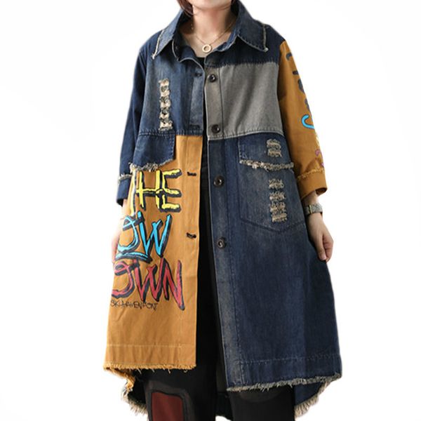 denim vintage trench coats fashion ladies women clothes holes oversized jacket keep long femme 6so1, Black;brown
denim vintage trench coats fashion ladies women clothes holes oversized jacket keep long femme 6so1, Black;brown