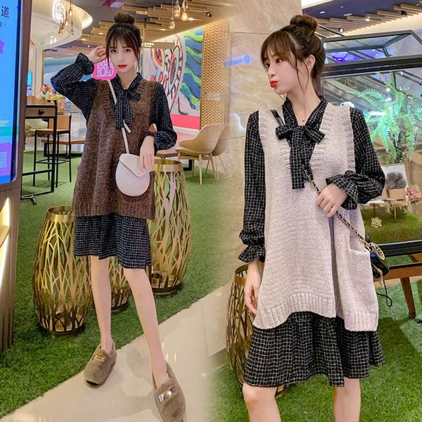 autumn women 2019 pregnant suit new korean sweater + chiffon long sve drs medium length chaoma two piece set y, White
autumn women 2019 pregnant suit new korean sweater + chiffon long sve drs medium length chaoma two piece set y, White