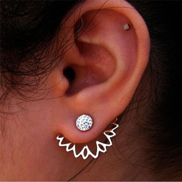 trendy crystal jacket flower stud earrings for women fashionjewelry double sided earrings, Golden;silver
trendy crystal jacket flower stud earrings for women fashionjewelry double sided earrings, Golden;silver