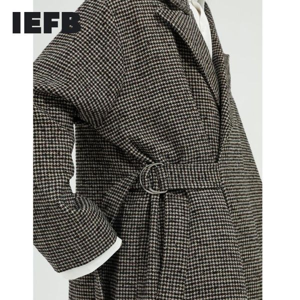 men's wool & blends iefb wear autumn winter 2021 korean plaid long coat fashion handsome lace up woolen oversized clothes 9y4599, Black
men's wool & blends iefb wear autumn winter 2021 korean plaid long coat fashion handsome lace up woolen oversized clothes 9y4599, Black