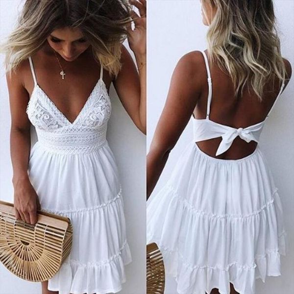 girls white summer dress spaghetti strap bow dresses women v neck sleeveless beach backless lace patchwork mini dress, Black;gray
girls white summer dress spaghetti strap bow dresses women v neck sleeveless beach backless lace patchwork mini dress, Black;gray