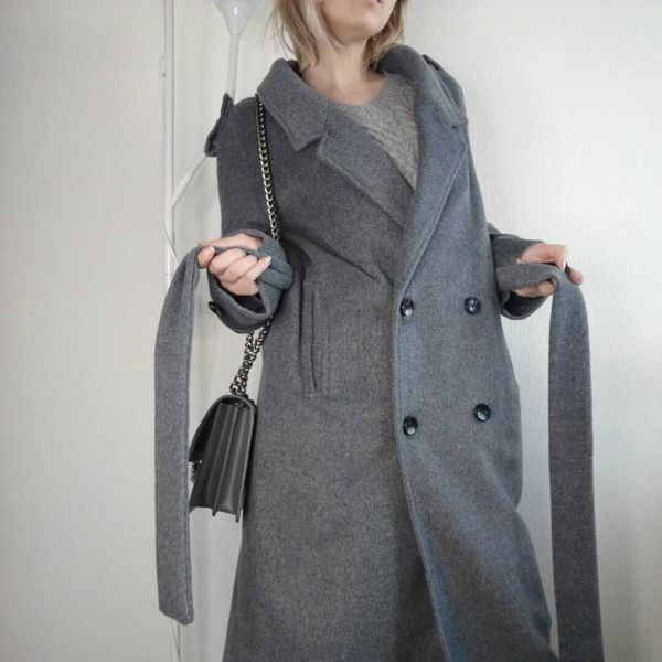 uk spring new design women simple wool maxi long coat robe slim fit overcoat casual coat with belt grey 201103, Black
uk spring new design women simple wool maxi long coat robe slim fit overcoat casual coat with belt grey 201103, Black