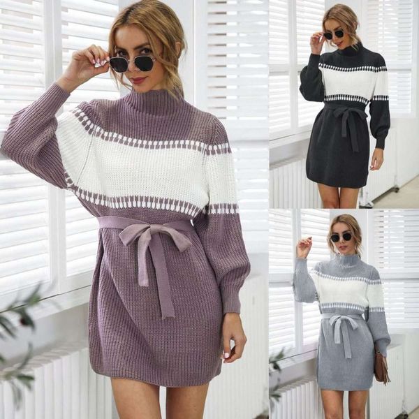 contrast knitted drs in fall new / winter 2020, Black;gray