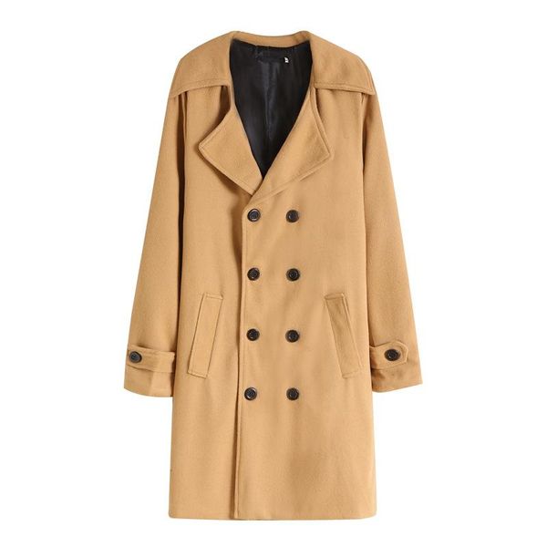 2020 autumn and winter men slim fit casual foreign trade double breasted woolen coat coat, Tan;black
2020 autumn and winter men slim fit casual foreign trade double breasted woolen coat coat, Tan;black