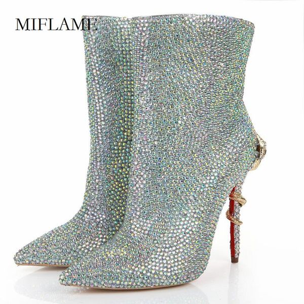 boots trendiness rhinestone studded ankle woman metal snakelike decoration stiletto shoes winter pointed toe party thin heels, Black
boots trendiness rhinestone studded ankle woman metal snakelike decoration stiletto shoes winter pointed toe party thin heels, Black