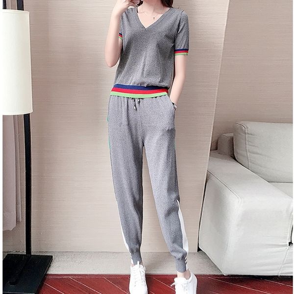 uhb3p sports suit casual summer sports two-piece suitnew 2019 women's fashionable age-reducing knitted two-piece short sleeve fashion s, Gray
uhb3p sports suit casual summer sports two-piece suitnew 2019 women's fashionable age-reducing knitted two-piece short sleeve fashion s, Gray