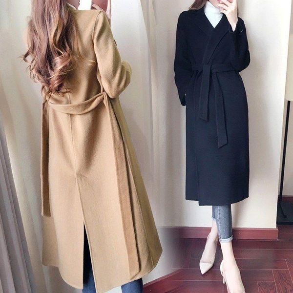 women's wool & blends 2021 women autumn winter casual coats lady sashes long sleeve mid-long outerwear female elegant solid plus size j, Black
women's wool & blends 2021 women autumn winter casual coats lady sashes long sleeve mid-long outerwear female elegant solid plus size j, Black