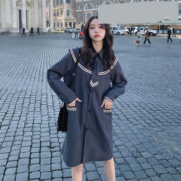 style jk navy collar shirt women's mid-length autumn wear 2020 dress dressshirt dress new soft cute girl uniform vnlpp, Black;gray
style jk navy collar shirt women's mid-length autumn wear 2020 dress dressshirt dress new soft cute girl uniform vnlpp, Black;gray