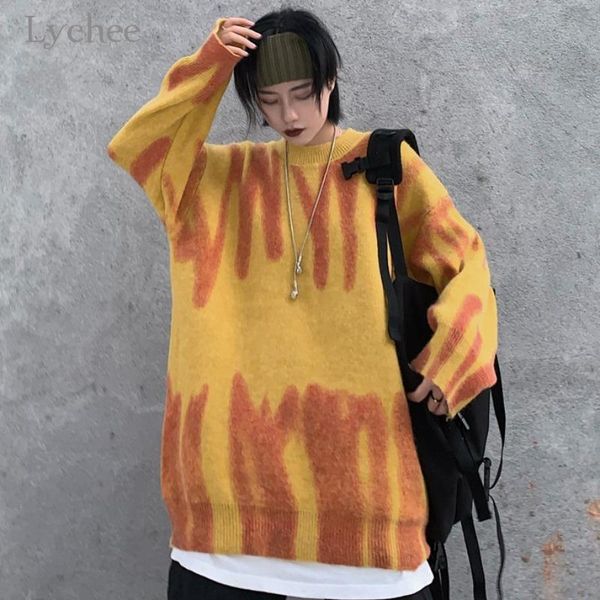 lychee harajuku women knitted sweaters vintage tie dye print female pullovers casual loose autumn lady, White;black
lychee harajuku women knitted sweaters vintage tie dye print female pullovers casual loose autumn lady, White;black