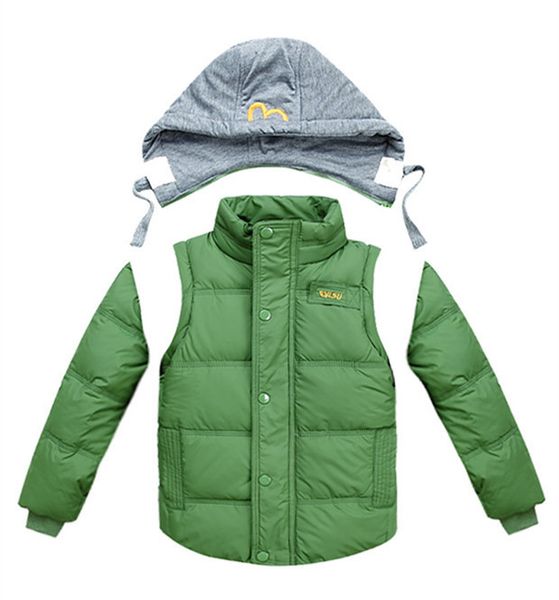 8middle jacket cap boy's vest, short down and large children's winter solid color thick zipper shirt, detachable sleeve 9, Blue;gray
8middle jacket cap boy's vest, short down and large children's winter solid color thick zipper shirt, detachable sleeve 9, Blue;gray