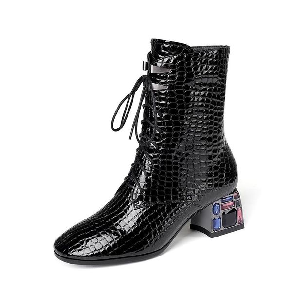 black winter mid-calf boots for women fashion block heel platform genuine leather boots ladies lace-up high heel
black winter mid-calf boots for women fashion block heel platform genuine leather boots ladies lace-up high heel