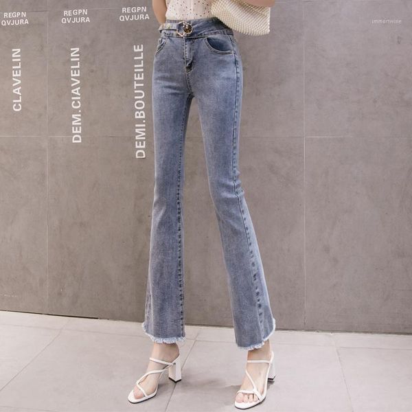real s2020 new fashion high-waist jeans women's stretch slim denim cropped nine points micro-flared pants1, Blue
real s2020 new fashion high-waist jeans women's stretch slim denim cropped nine points micro-flared pants1, Blue