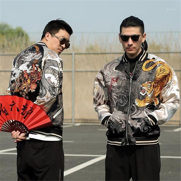 yokosuka reversible phoenix dragon tiger peony sakura high street heavy work embroidered baseball uniform jacket1, Black;brown
yokosuka reversible phoenix dragon tiger peony sakura high street heavy work embroidered baseball uniform jacket1, Black;brown