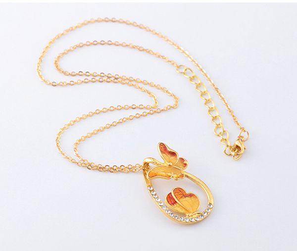 water drop painting necklace 2 gold plated link long chain necklaces zircon butterfly necklace, Silver
water drop painting necklace 2 gold plated link long chain necklaces zircon butterfly necklace, Silver