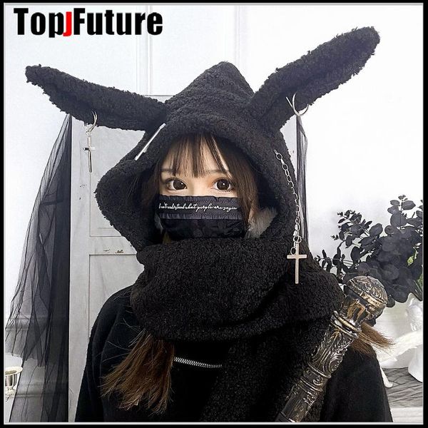 harajuku punk gothic ear cross black beret hat women casual rock lace-up bucket hat chic streetwear hip hop caps, Blue;gray
harajuku punk gothic ear cross black beret hat women casual rock lace-up bucket hat chic streetwear hip hop caps, Blue;gray