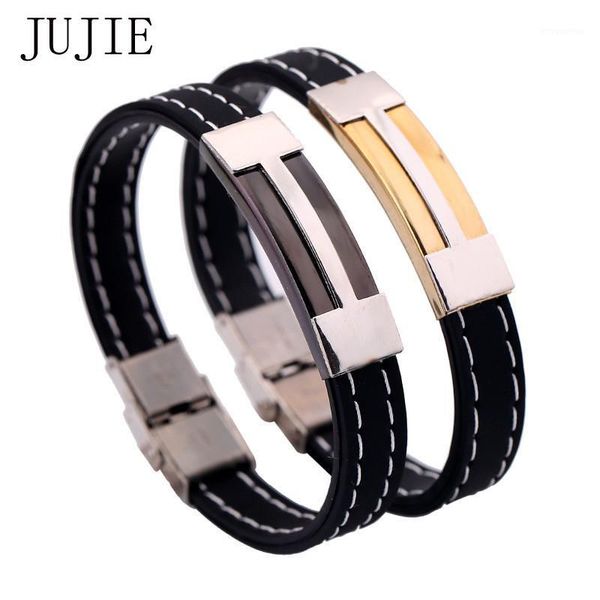 jujie fashion silver plated silicone bangles stainless steel bracelet bangles gold and black couple for friends1
jujie fashion silver plated silicone bangles stainless steel bracelet bangles gold and black couple for friends1