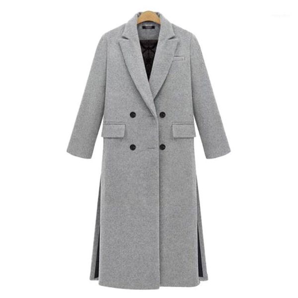 british new 2019 spring / winter women simple grey white woolen cashmere long coat maxi female overcoat casacos manteau femme1, Black
british new 2019 spring / winter women simple grey white woolen cashmere long coat maxi female overcoat casacos manteau femme1, Black