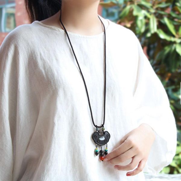 pendant necklaces original chinese style ebony long life lock sweater chain national wind necklace female tassel wild, Silver
pendant necklaces original chinese style ebony long life lock sweater chain national wind necklace female tassel wild, Silver