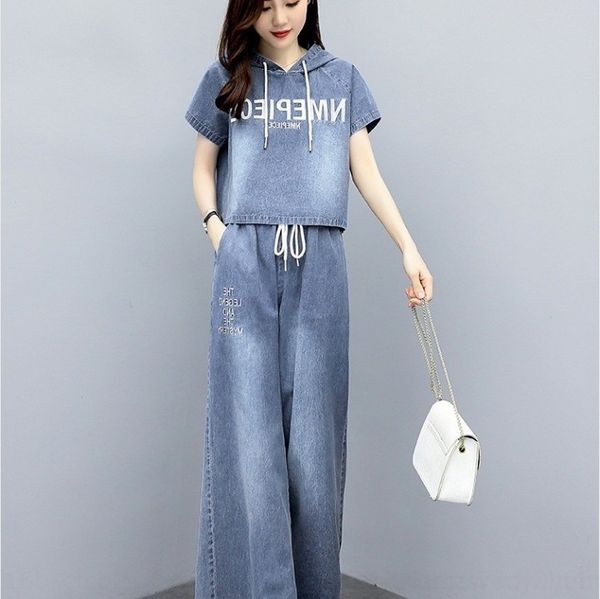 35lav tencel denim wide-leg set 2020 clothing new women's pants suit style leg pants suit summer korean style fashionable western wide, Gray
35lav tencel denim wide-leg set 2020 clothing new women's pants suit style leg pants suit summer korean style fashionable western wide, Gray