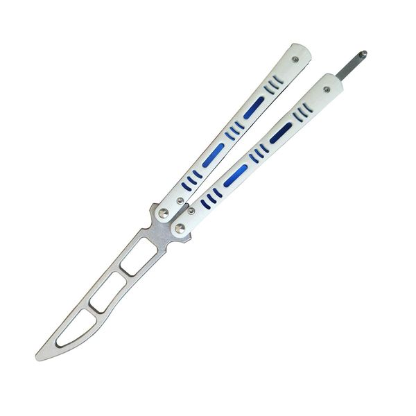 tactical trainer white practice metal steel g10 handle bearings blunt butterfly training flip tool ux751
tactical trainer white practice metal steel g10 handle bearings blunt butterfly training flip tool ux751