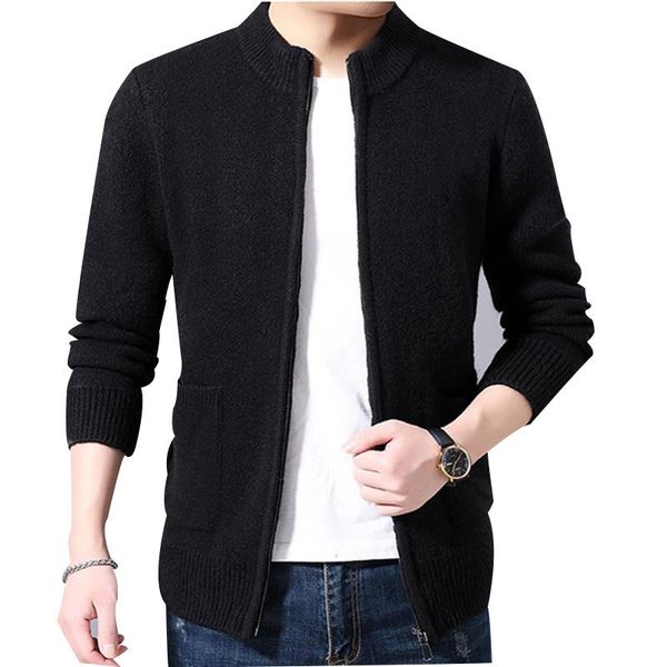 men's wool mandarin collar cardigan autumn winter thick warm pocket spacious zipper ne yq jacket knitted casual male sweaters, White;black
men's wool mandarin collar cardigan autumn winter thick warm pocket spacious zipper ne yq jacket knitted casual male sweaters, White;black