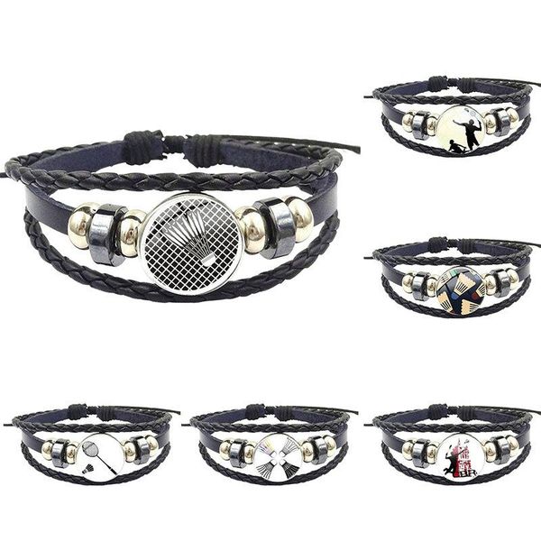 charm bracelets vintage badminton for women wedding brand jewelry with glass cabochon black leather bracelet bangle, Golden;silver
charm bracelets vintage badminton for women wedding brand jewelry with glass cabochon black leather bracelet bangle, Golden;silver