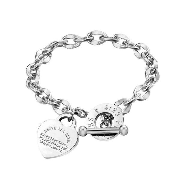 new arrivals ot clasp jewelry stainless steel custom heart charm chain bracelet, White
new arrivals ot clasp jewelry stainless steel custom heart charm chain bracelet, White