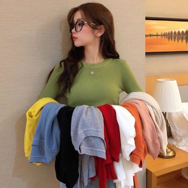 2020 autumn round neck korean slim bottoming shirt solid color basic wool elastic thin sleeve wool sweater for women vhalr, White;black
2020 autumn round neck korean slim bottoming shirt solid color basic wool elastic thin sleeve wool sweater for women vhalr, White;black