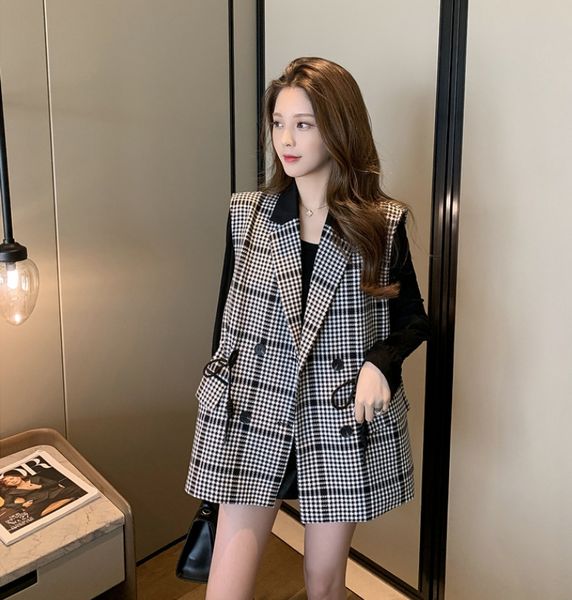 early autumn 2020 new fashion vest vestfashion korean style drawstring thousand bird lattice vest two piece set for women a2ldm, Gray
early autumn 2020 new fashion vest vestfashion korean style drawstring thousand bird lattice vest two piece set for women a2ldm, Gray