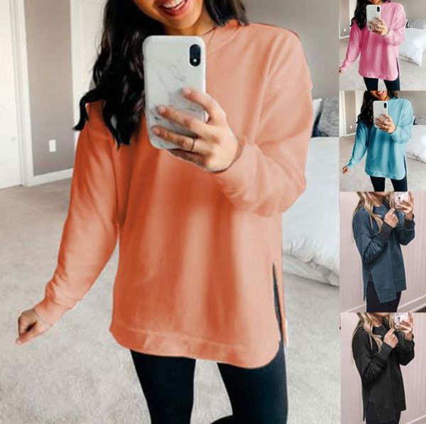 solid color o neck long sleeve split loose tshirt new women clothing casual spring women tshirt, White
solid color o neck long sleeve split loose tshirt new women clothing casual spring women tshirt, White