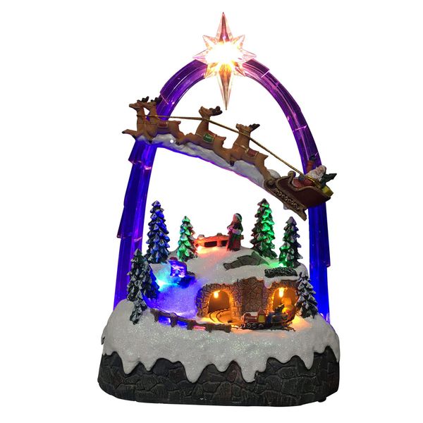 holiday decoration icy snowing scene train & santa sledge with led light, music and movement christmas light house
holiday decoration icy snowing scene train & santa sledge with led light, music and movement christmas light house