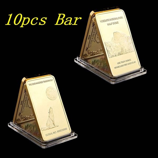10pcs magnetic craft usa endangered timberwolf 1 troy ounce howling wolf yosemite half dome 100 mills.999 fine gold clad bar
10pcs magnetic craft usa endangered timberwolf 1 troy ounce howling wolf yosemite half dome 100 mills.999 fine gold clad bar