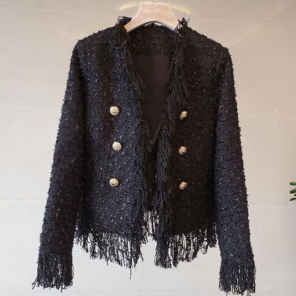 new arrival winter autumn runway coats women's luxury tassel white black tweed matching jacket outwear, Black;brown
new arrival winter autumn runway coats women's luxury tassel white black tweed matching jacket outwear, Black;brown