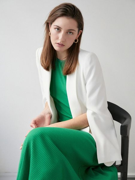 motf premium open front split sleeve blazer z0t0#, White;black 
motf premium open front split sleeve blazer z0t0#, White;black