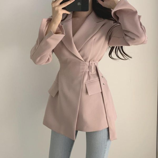 women's suits & blazers 2021 autumn winter women blazer jacket korean style office lady lace up outwear elegant black pink coat feminin, White;black
women's suits & blazers 2021 autumn winter women blazer jacket korean style office lady lace up outwear elegant black pink coat feminin, White;black