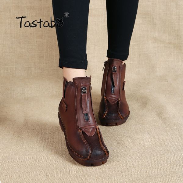 tastabo genuine leather ankle boots velvet handmade lady soft flat comfortable casual moccasins women's shoes q1104, Black
tastabo genuine leather ankle boots velvet handmade lady soft flat comfortable casual moccasins women's shoes q1104, Black
