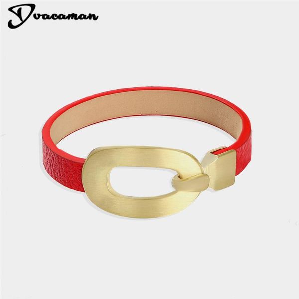 bangle dvacaman red color pu leather bracelet for woman metal round personality simplicity unique fashion punk party gifts, Black
bangle dvacaman red color pu leather bracelet for woman metal round personality simplicity unique fashion punk party gifts, Black