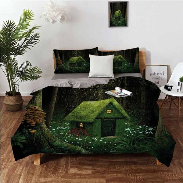 surreal little forest house in moss enchanted woodland with elves designbedding 3-piece set
surreal little forest house in moss enchanted woodland with elves designbedding 3-piece set