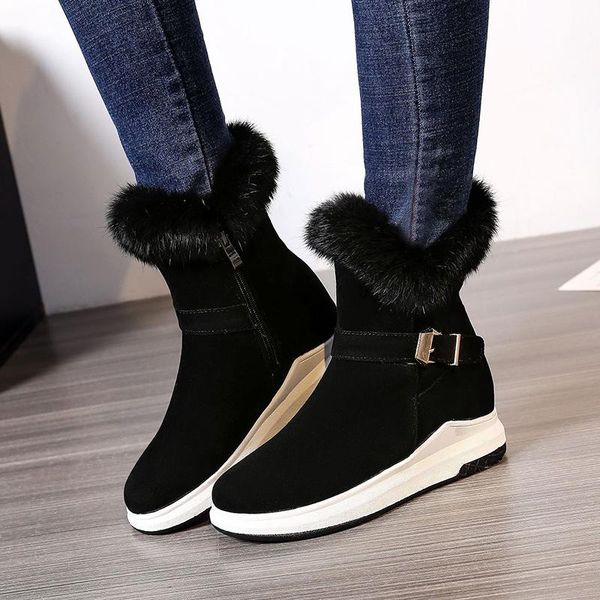 women's fashion buckle decoration boots zipper warm plush lining casual short boots d88, Black
women's fashion buckle decoration boots zipper warm plush lining casual short boots d88, Black