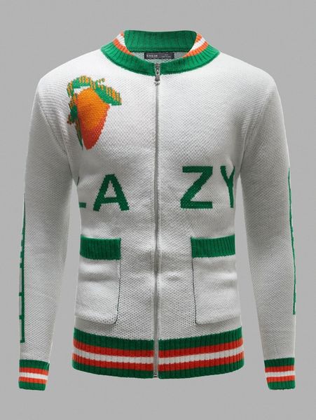men letter & striped pattern patch pocket colorblock cardigan 78bo#, White;black
men letter & striped pattern patch pocket colorblock cardigan 78bo#, White;black
