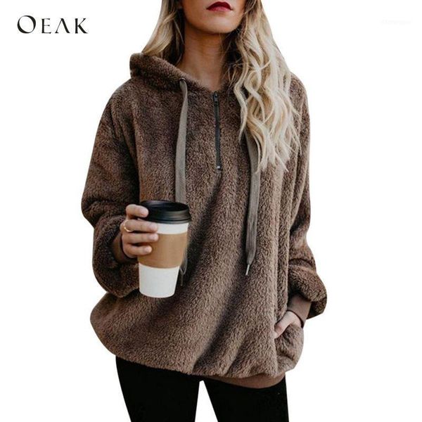 oeak women fleece hoodies 2018 long sleeve hooded pullover sweatshirt autumn winter warm zipper pocket fur coat plus size 5xl1, Black
oeak women fleece hoodies 2018 long sleeve hooded pullover sweatshirt autumn winter warm zipper pocket fur coat plus size 5xl1, Black