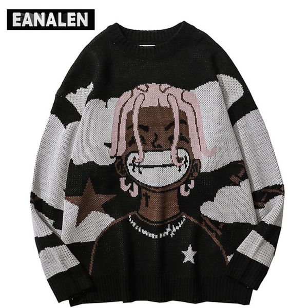 Harajuku men's and women's knitted large hip-hop rock sweaters, retro cartoon rap style, winter, White;black
Harajuku men's and women's knitted large hip-hop rock sweaters, retro cartoon rap style, winter, White;black