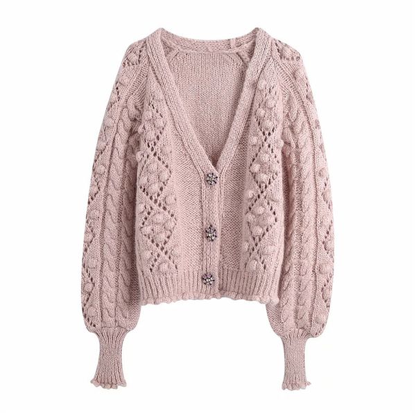 new pink pompom cropped knitted women 2021 winter gem button long puff sleeve cut out argyle sweater cute cardigan 6li5, White;black
new pink pompom cropped knitted women 2021 winter gem button long puff sleeve cut out argyle sweater cute cardigan 6li5, White;black