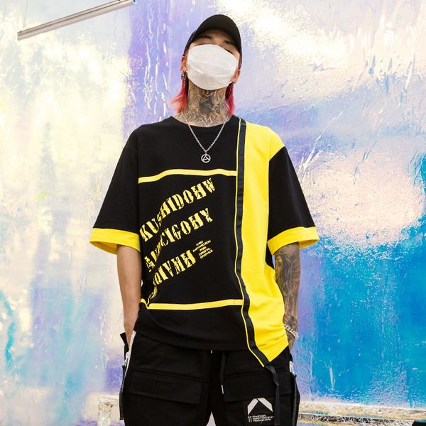 2021 summer black men yellow patchwork irregular hip shirt short-sleeved man street shirts the transportation of gout lgmh, White;black
2021 summer black men yellow patchwork irregular hip shirt short-sleeved man street shirts the transportation of gout lgmh, White;black