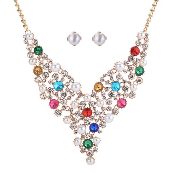 new 2018 luxury necklaces set women pearl rhinestones earrings necklace set lady v-neck dress jewelry 5sets, Silver
new 2018 luxury necklaces set women pearl rhinestones earrings necklace set lady v-neck dress jewelry 5sets, Silver
