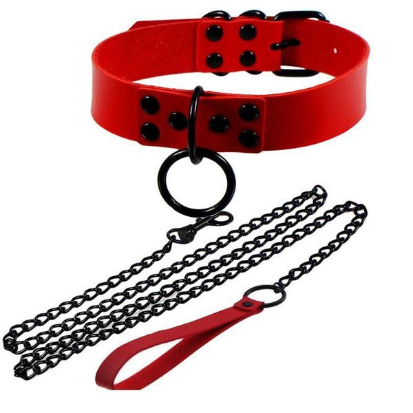 women man punk gothic rivet alternative slave pu leather collar traction rope chain bondage necklace jewelry jllbjz, White
women man punk gothic rivet alternative slave pu leather collar traction rope chain bondage necklace jewelry jllbjz, White
