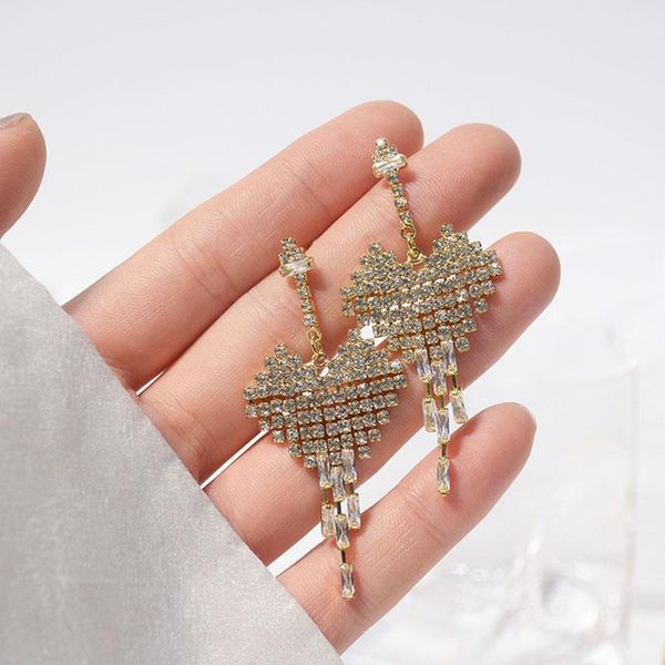 cute fine shiny crystal heart earrings for women designer creativity luxury jewelry zircon s925 needle dangle, Silver
cute fine shiny crystal heart earrings for women designer creativity luxury jewelry zircon s925 needle dangle, Silver