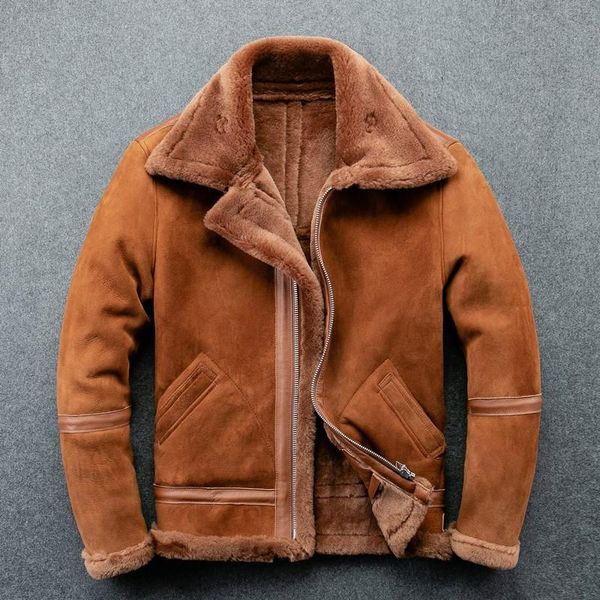 men's leather & faux gu.seemio sheep shearling lambskin warm jacket original male fur double faced genuine brown, Black
men's leather & faux gu.seemio sheep shearling lambskin warm jacket original male fur double faced genuine brown, Black
