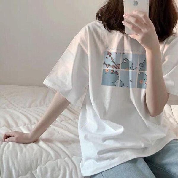 women's t-shirt cute lovely print women spring summer short sleeve round neck t shirt cotton spandex tshirt, White
women's t-shirt cute lovely print women spring summer short sleeve round neck t shirt cotton spandex tshirt, White