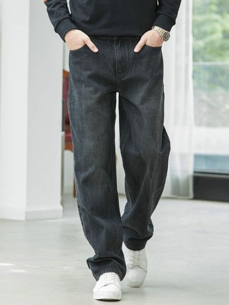 men's jeans autumn baggy straight middle-age wide-legged fall feeling dad pants casual and winter trend., Blue
men's jeans autumn baggy straight middle-age wide-legged fall feeling dad pants casual and winter trend., Blue